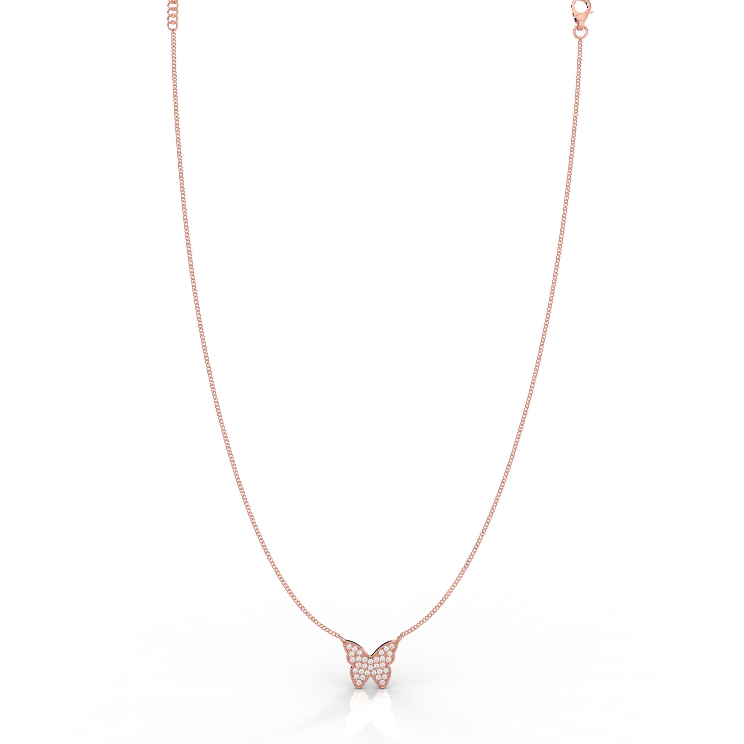 Butterfly Cute Pendant With Chain, Hallmarked 925 Sterling Silver