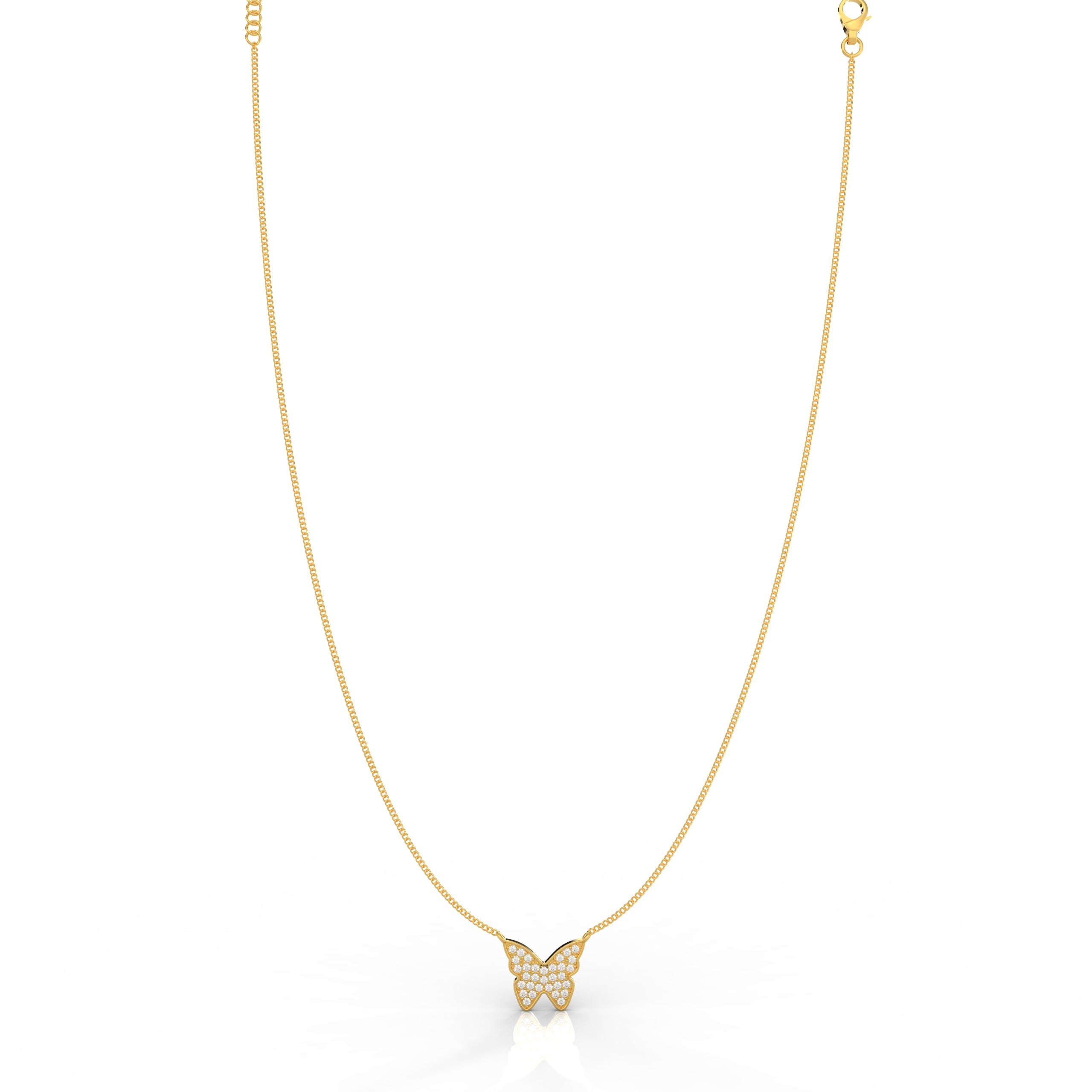 Butterfly Cute Pendant With Chain, Hallmarked 925 Sterling Silver