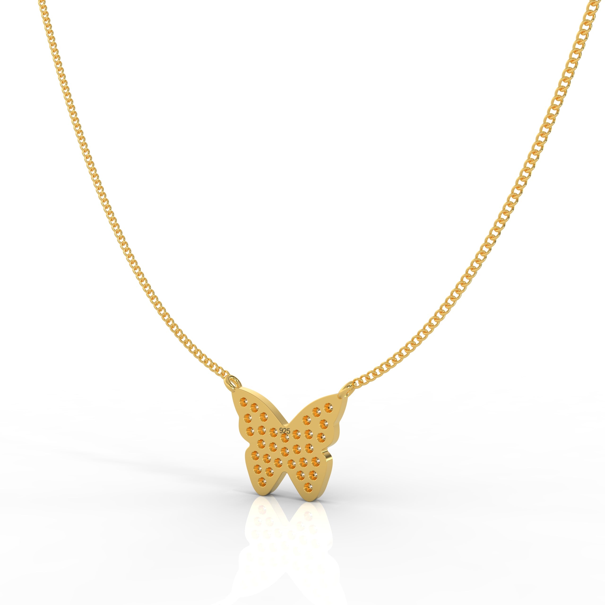 Butterfly Cute Pendant With Chain, Hallmarked 925 Sterling Silver