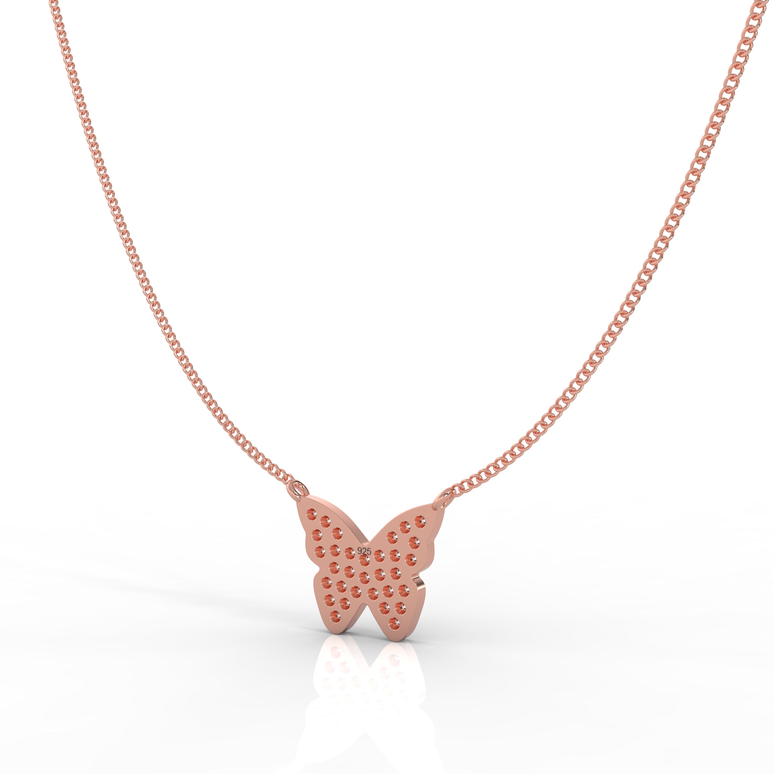 Butterfly Cute Pendant With Chain, Hallmarked 925 Sterling Silver