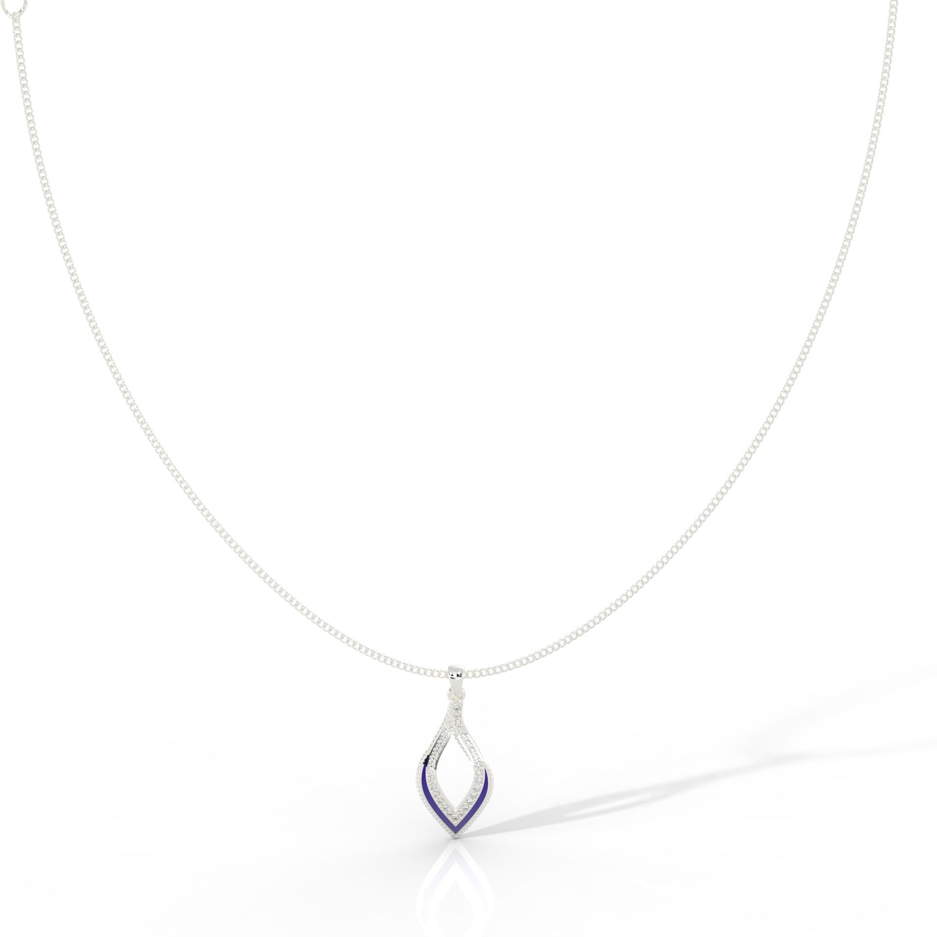 Eye Catching Tear Drop Charm With Chain, Hallmarked 925 Sterling Silver