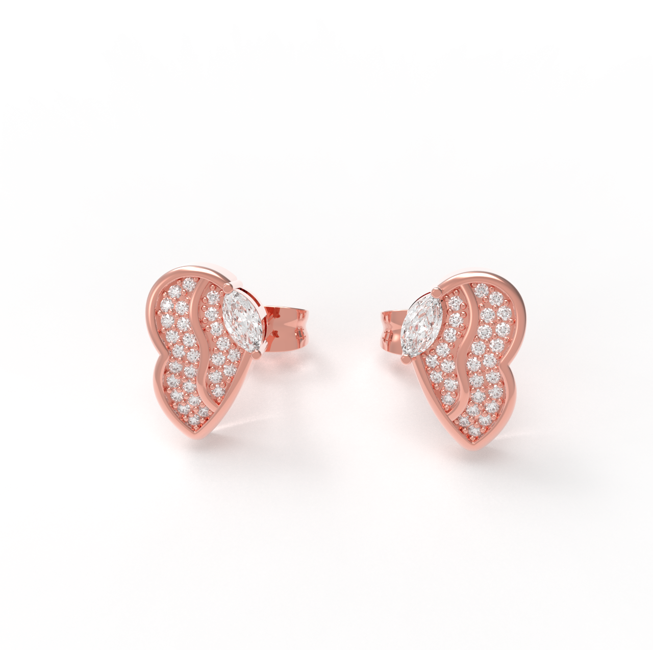 Sparkling Stud Earrings For Her, Hallmarked 925 Sterling Silver Rose Gold - sitabo