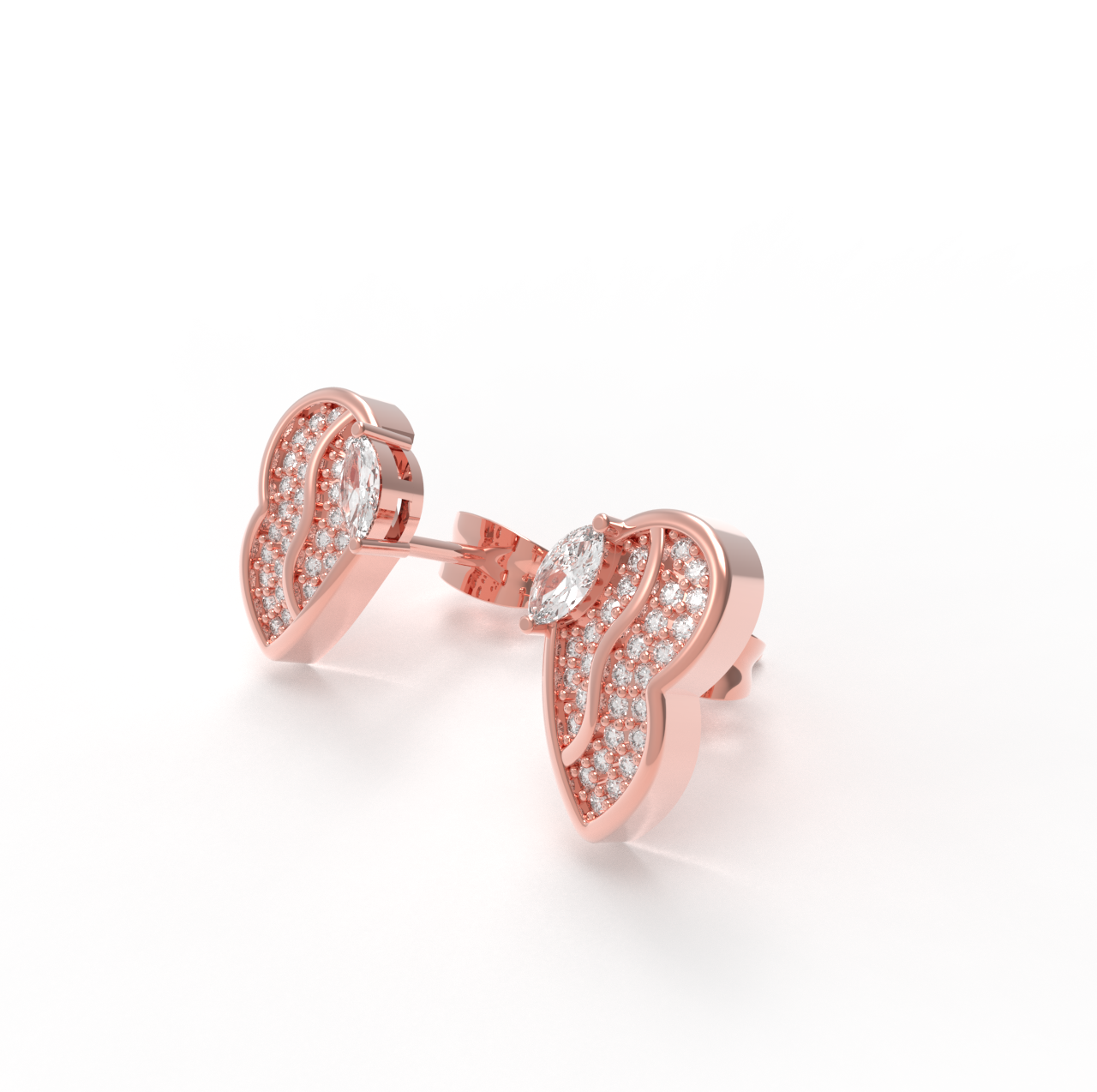 Sparkling Stud Earrings For Her, Hallmarked 925 Sterling Silver Rose Gold - sitabo