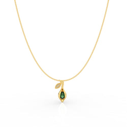 Refined Green Gemstone Leaf Pendant With Chain, Hallmarked 925 Sterling Silver - sitabo