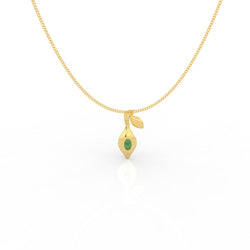 Refined Green Gemstone Leaf Pendant With Chain, Hallmarked 925 Sterling Silver - sitabo