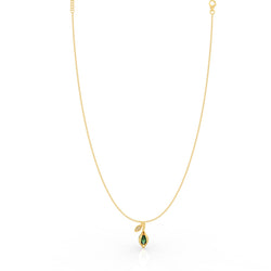 Refined Green Gemstone Leaf Pendant With Chain, Hallmarked 925 Sterling Silver - sitabo