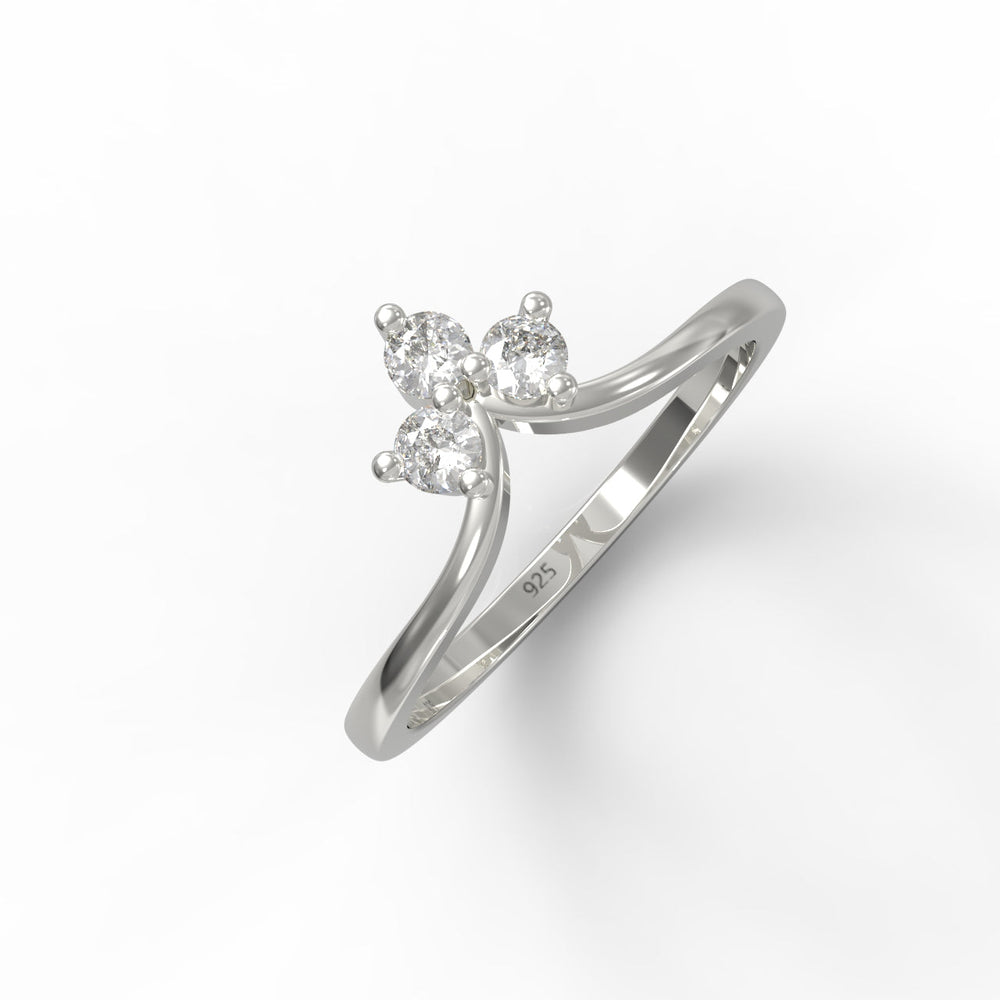 Tiny Crystal Ring For Her- Hallmarked 925 Sterling Silver White Gold - sitabo