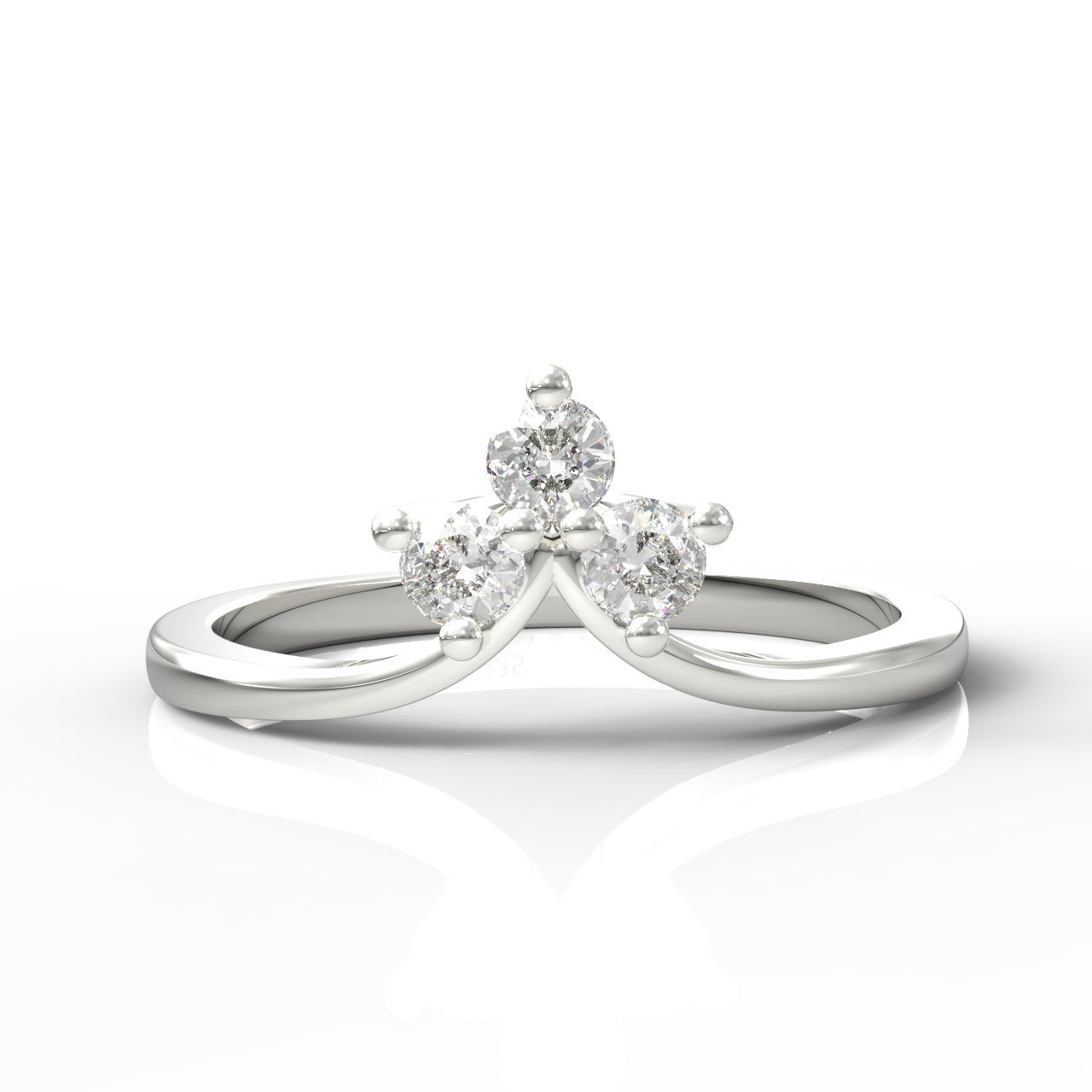 Tiny Crystal Ring For Her- Hallmarked 925 Sterling Silver White Gold - sitabo