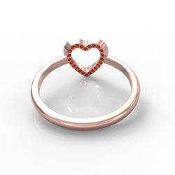 Fall in Love Heart Shaped Pave Ring- Hallmarked 925 Sterling Silver Rose Gold - sitabo