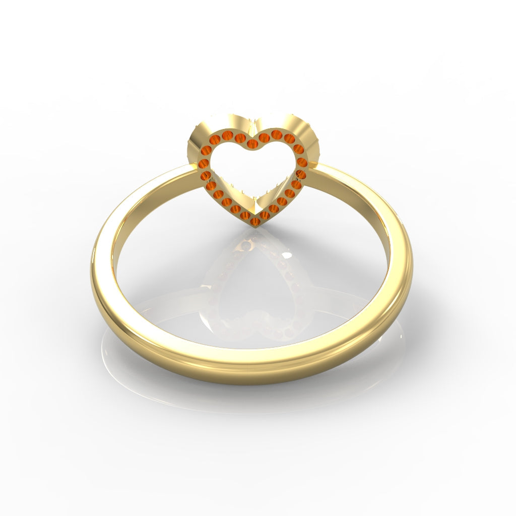 Fall in Love Heart Shaped Pave Ring- Hallmarked 925 Sterling Silver Yellow Gold - sitabo