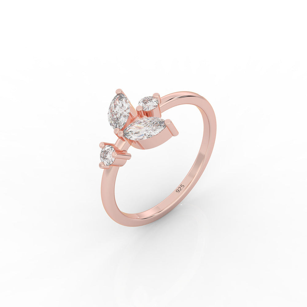 Minimalist Pear Cut Shiny Ring- Hallmarked 925 Sterling Silver Rose Gold - sitabo