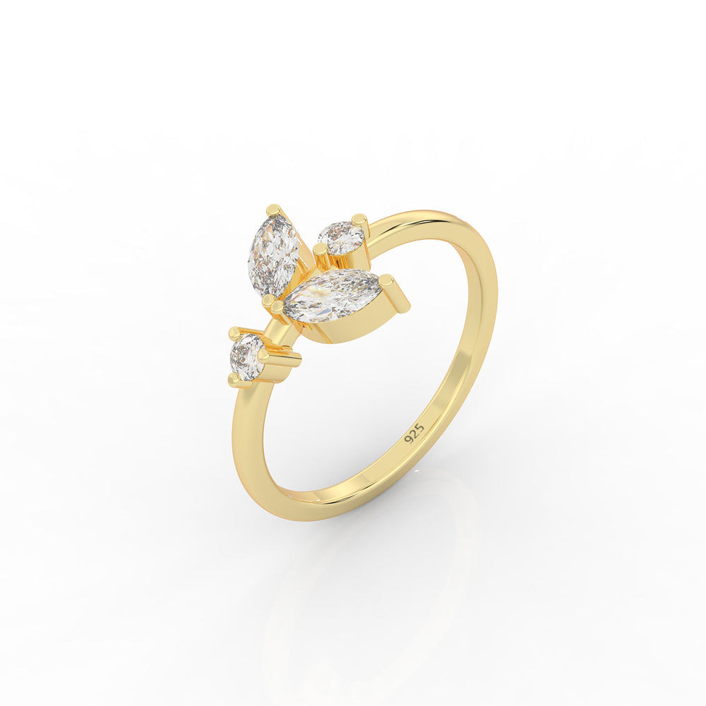 Minimalist Pear Cut Shiny Ring- Hallmarked 925 Sterling Silver Yellow Gold - sitabo