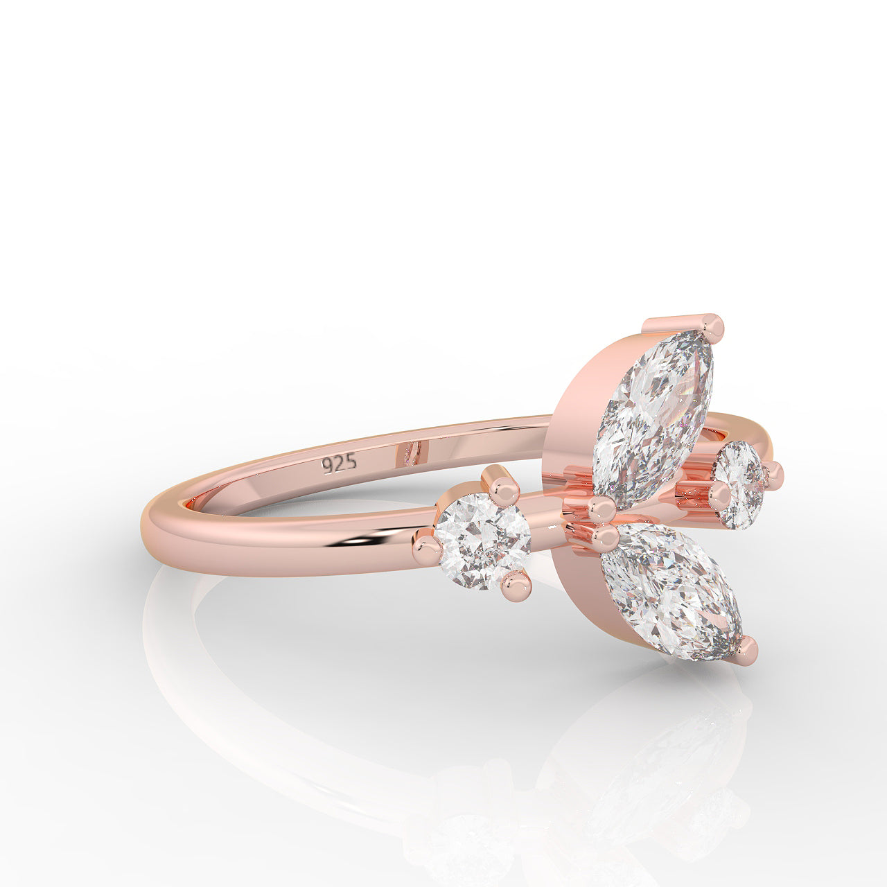 Minimalist Pear Cut Shiny Ring- Hallmarked 925 Sterling Silver Rose Gold - sitabo