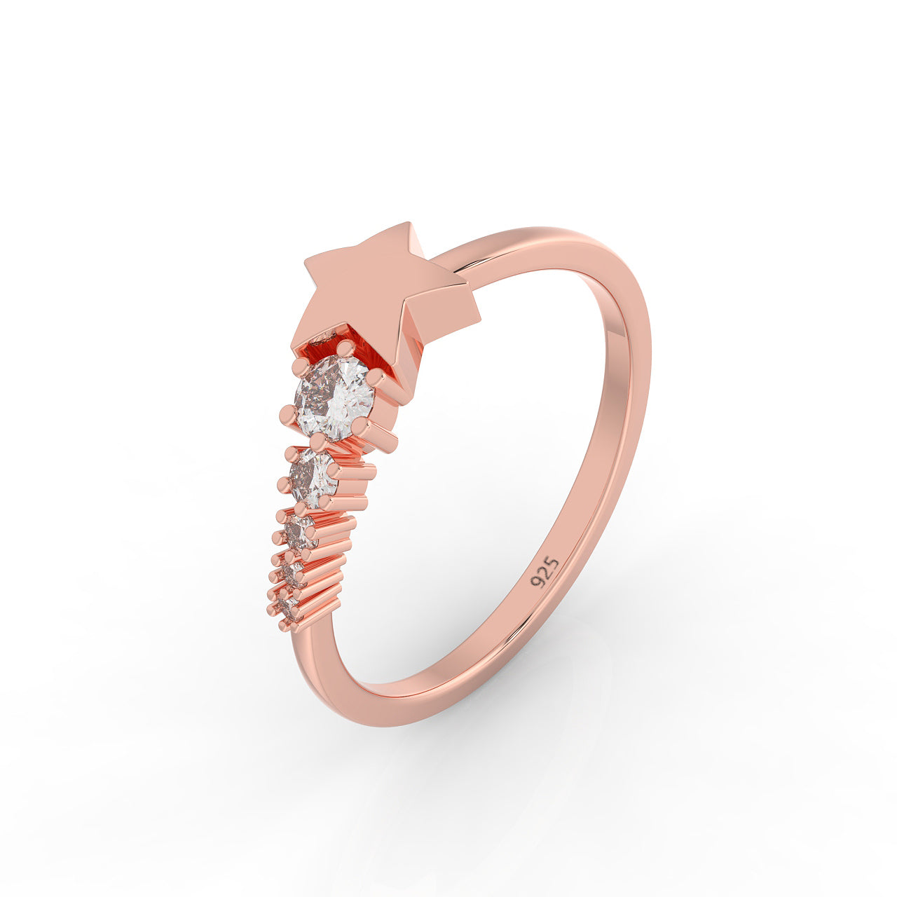 Shining Star Stackable Ring, Hallmarked 925 Sterling Silver - sitabo