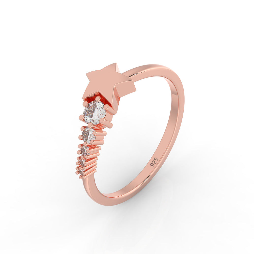Shining Star Stackable Ring, Hallmarked 925 Sterling Silver - sitabo