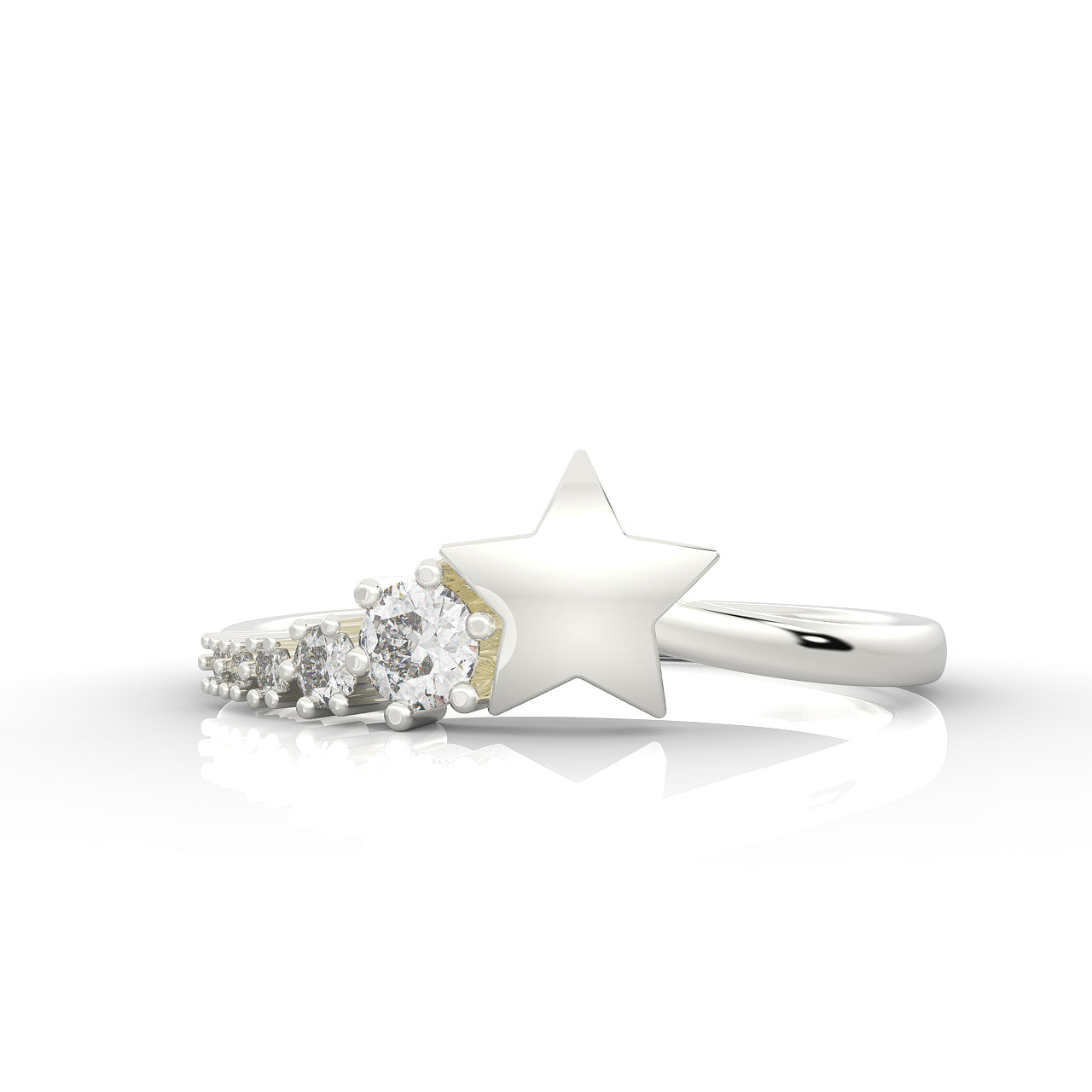 Shining Star Stackable Ring White Gold Plated, Hallmarked 925 Sterling Silver - sitabo