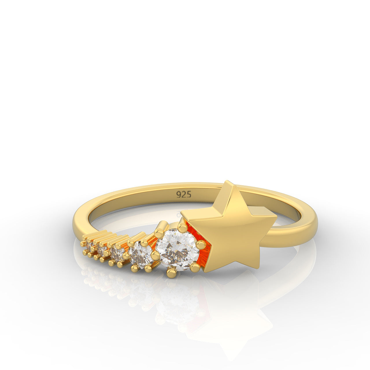 Shining Star Stackable Ring, Hallmarked 925 Sterling Silver - sitabo