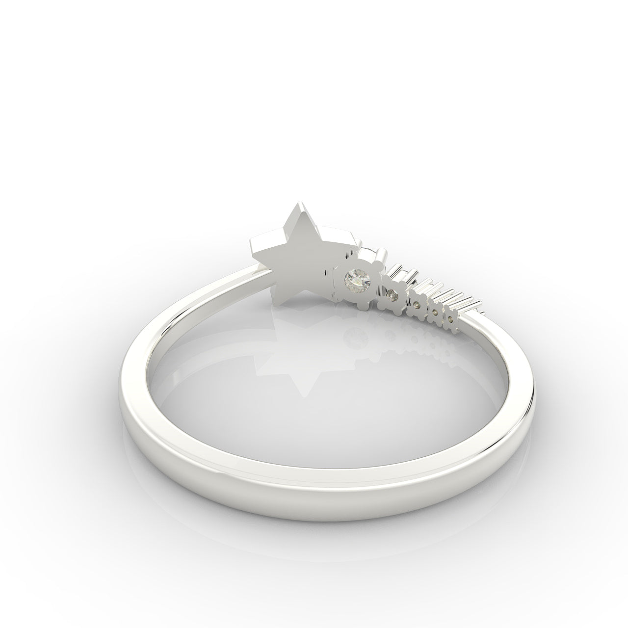 Shining Star Stackable Ring White Gold Plated, Hallmarked 925 Sterling Silver - sitabo
