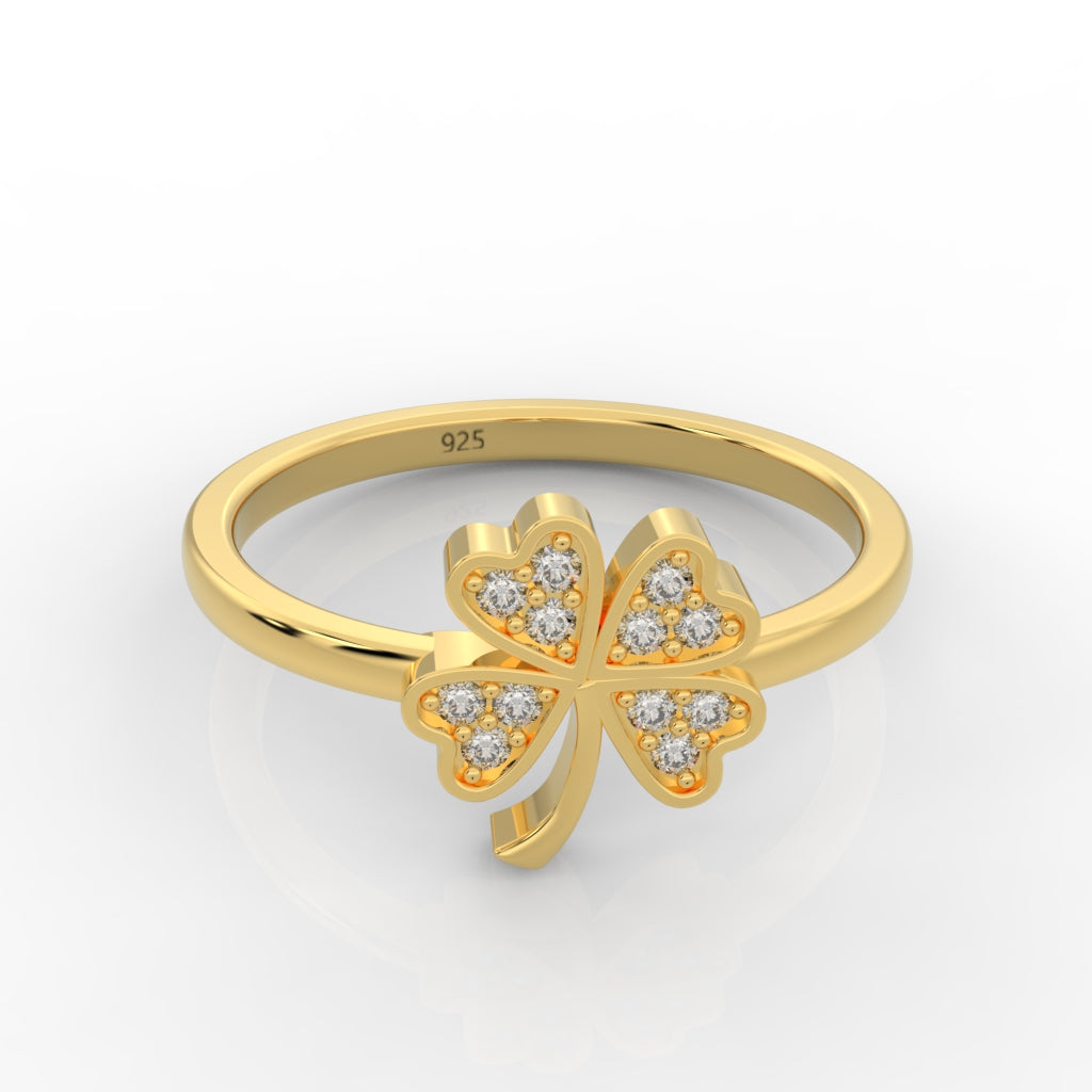 Palm Leaf Shape Dainty Stacking Ring, Hallmarked 925 Sterling Silver Yellow Gold - sitabo