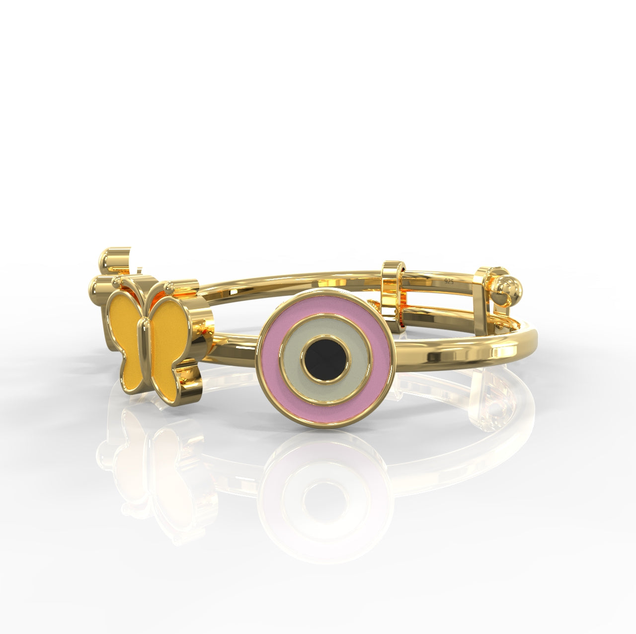 Crown Butterfly Evil Eye Bracelet for Kids – 18KT Gold Plated | 925 Sterling Silver | Protection, Elegance & Positivity