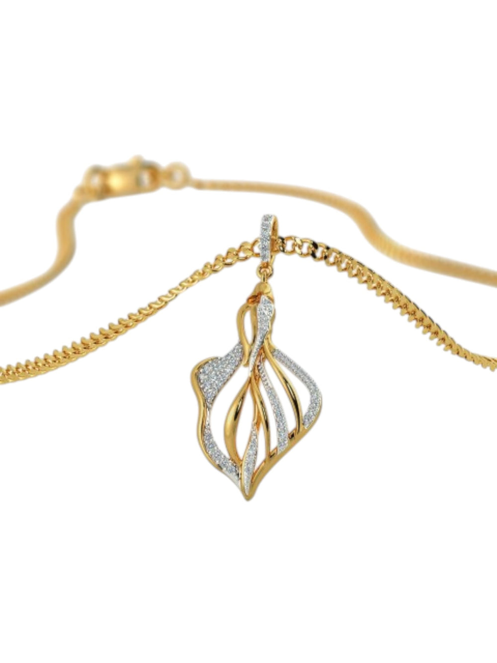 925 Sterling Silver Elegant Design Gold Plated Pendant With Chain For Women By Kesardeep