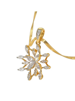 925 Sterling Silver Elegant Design Gold Plated Pendant With Chain For Women By Kesardeep