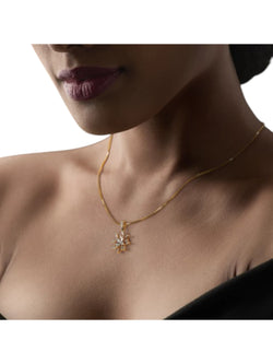 925 Sterling Silver Elegant Design Gold Plated Pendant With Chain For Women By Kesardeep