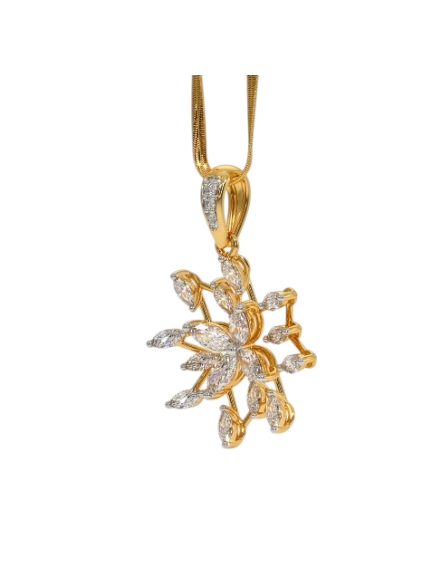 925 Sterling Silver Elegant Design Gold Plated Pendant With Chain For Women By Kesardeep