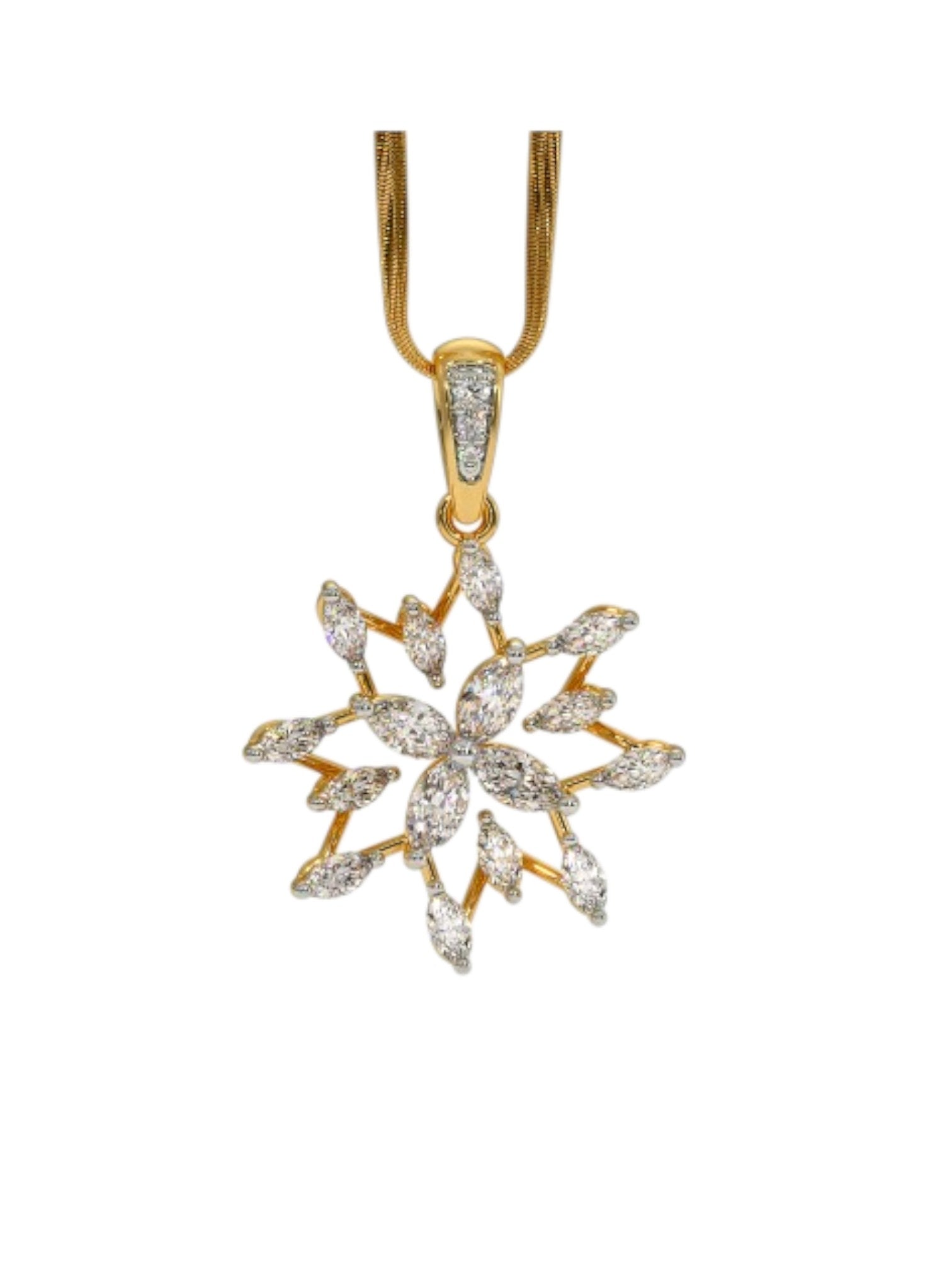 925 Sterling Silver Elegant Design Gold Plated Pendant With Chain For Women By Kesardeep