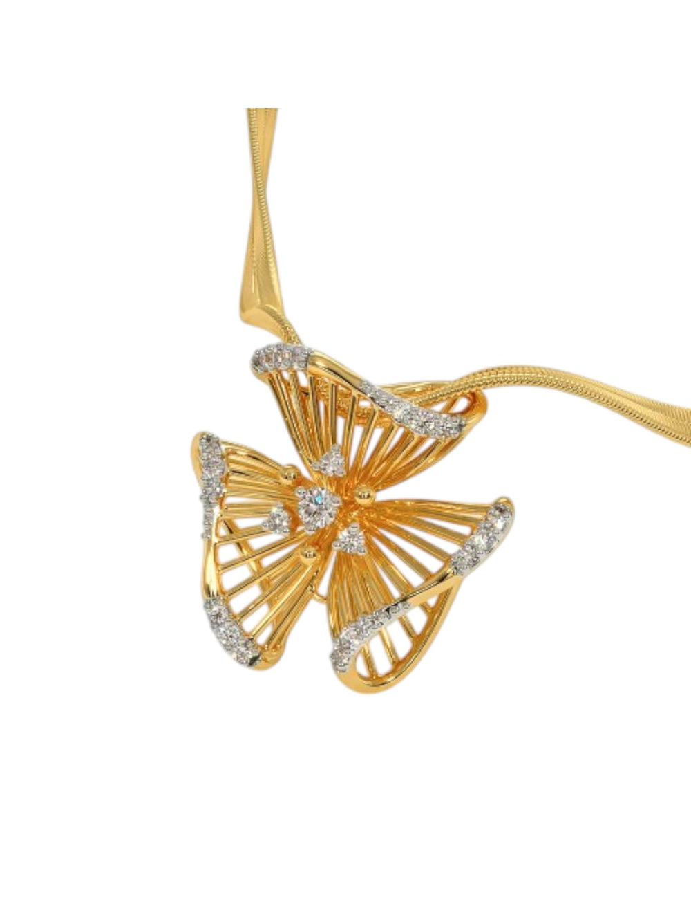 925 Sterling Silver Elegant Design CZ Stones Gold Plated Pendant With Chain For Women By Kesardeep