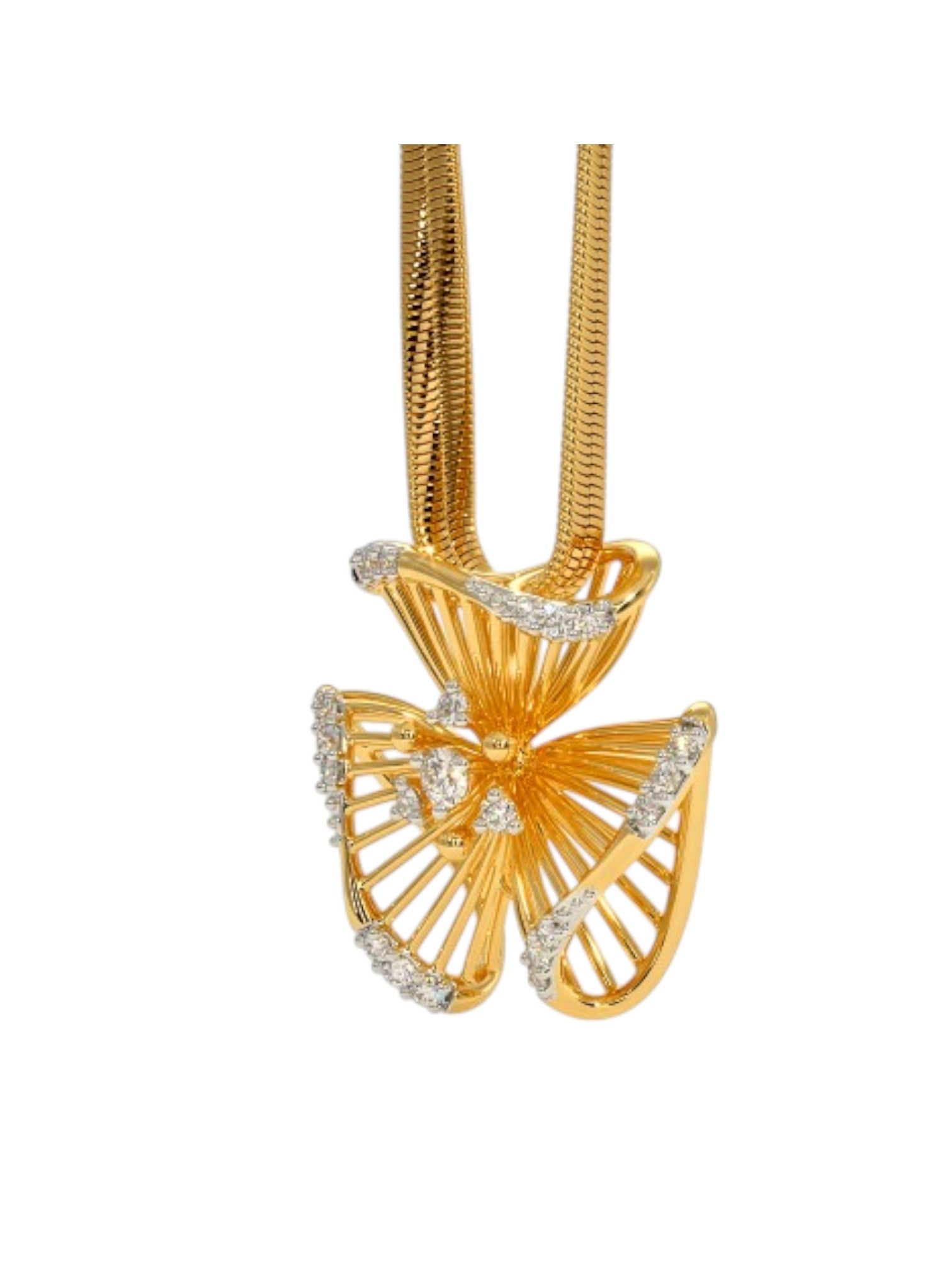 925 Sterling Silver Elegant Design CZ Stones Gold Plated Pendant With Chain For Women By Kesardeep