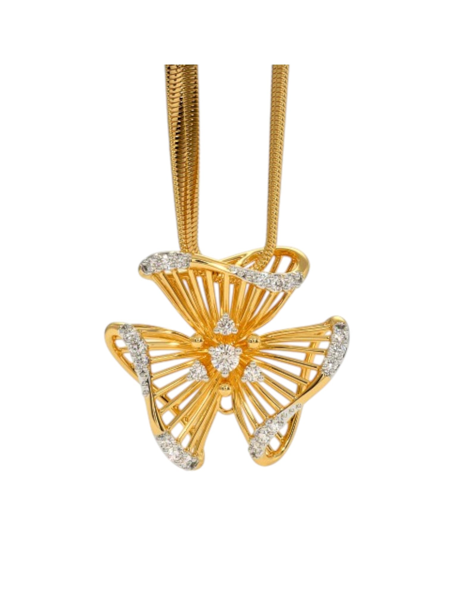 925 Sterling Silver Elegant Design CZ Stones Gold Plated Pendant With Chain For Women By Kesardeep