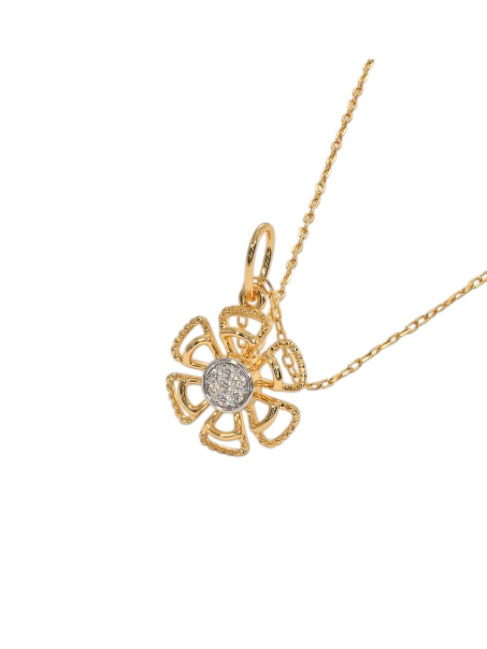 925 Sterling Silver Elegant Design CZ Stones Gold Plated Pendant With Chain For Women By Kesardeep