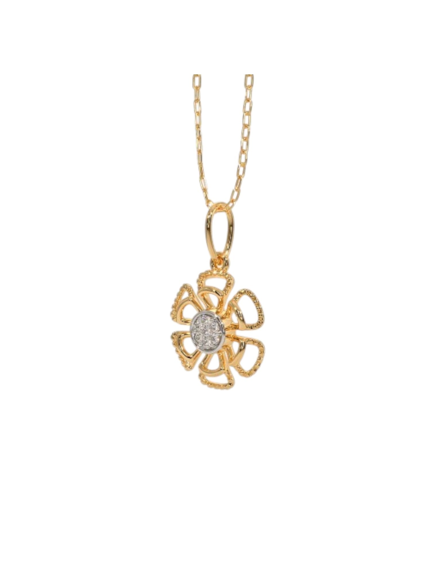 925 Sterling Silver Elegant Design CZ Stones Gold Plated Pendant With Chain For Women By Kesardeep