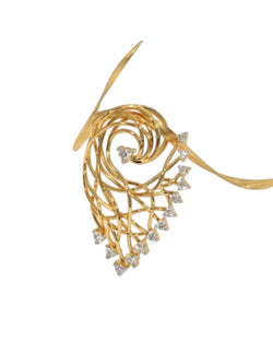 925 Sterling Silver Elegant Design CZ Stones Gold Plated Pendant With Chain For Women By Kesardeep