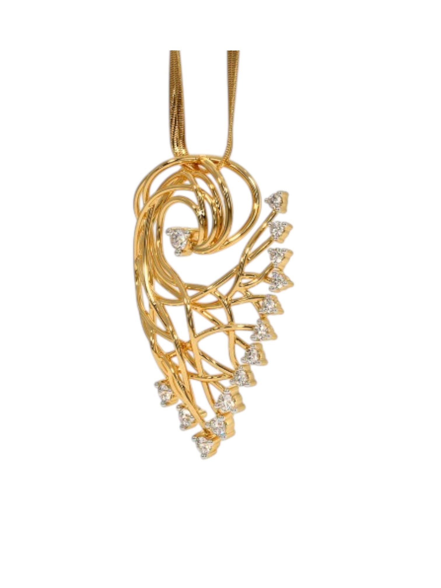 925 Sterling Silver Elegant Design CZ Stones Gold Plated Pendant With Chain For Women By Kesardeep