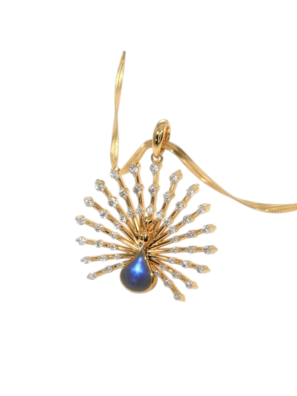 925 Sterling Silver Elegant Design CZ Stones Gold Plated Pendant With Chain For Women By Kesardeep