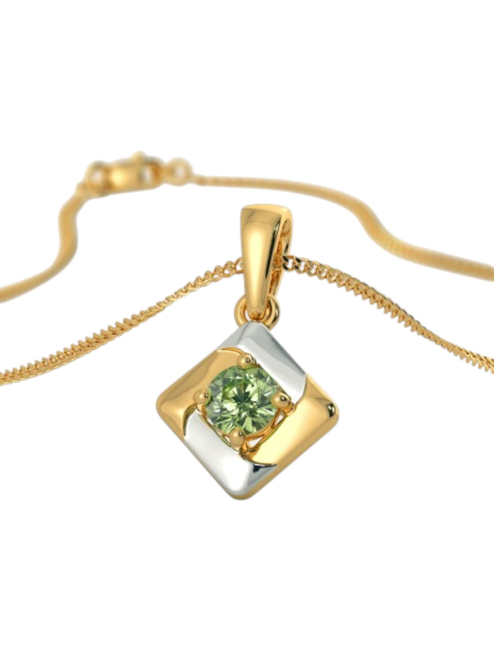 925 Sterling Silver Elegant Design CZ Stones Gold Plated Pendant With Chain For Women By Kesardeep