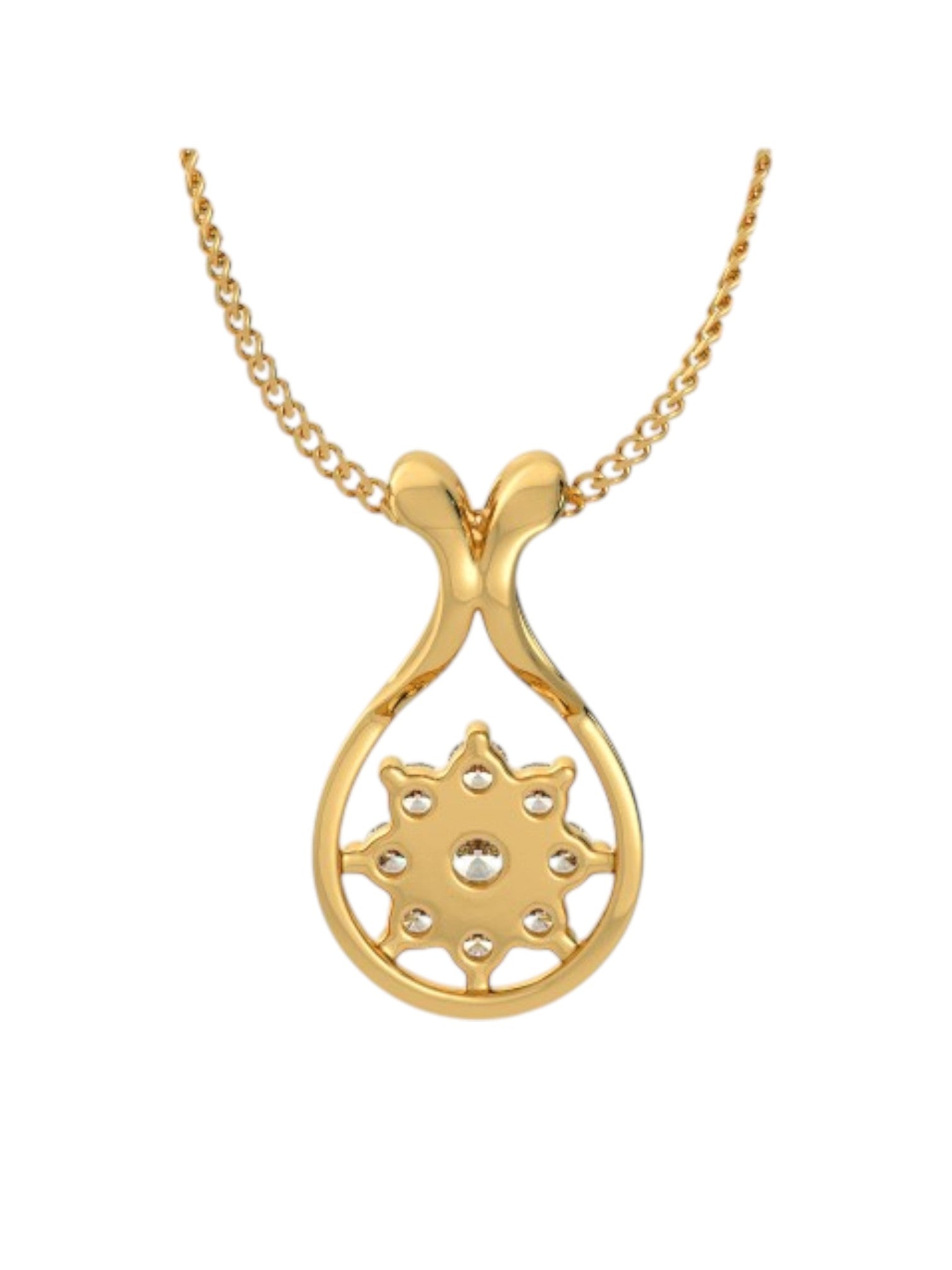 925 Sterling Silver Elegant Design CZ Stones Gold Plated Pendant With Chain For Women By Kesardeep