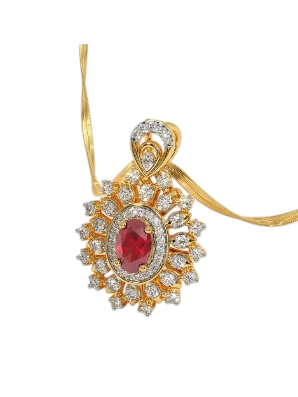 925 Sterling Silver Elegant Design CZ Stones Gold Plated Pendant With Chain For Women By Kesardeep
