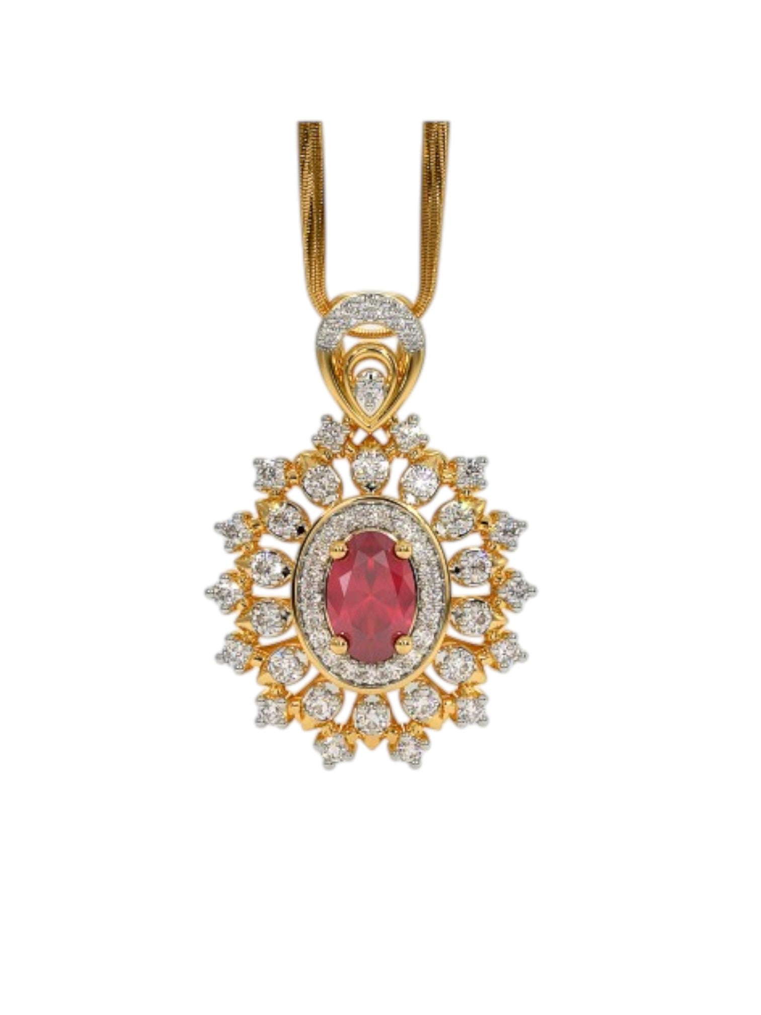 925 Sterling Silver Elegant Design CZ Stones Gold Plated Pendant With Chain For Women By Kesardeep