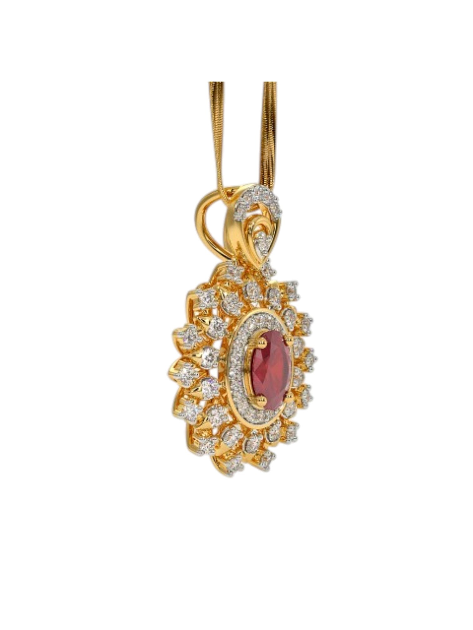 925 Sterling Silver Elegant Design CZ Stones Gold Plated Pendant With Chain For Women By Kesardeep