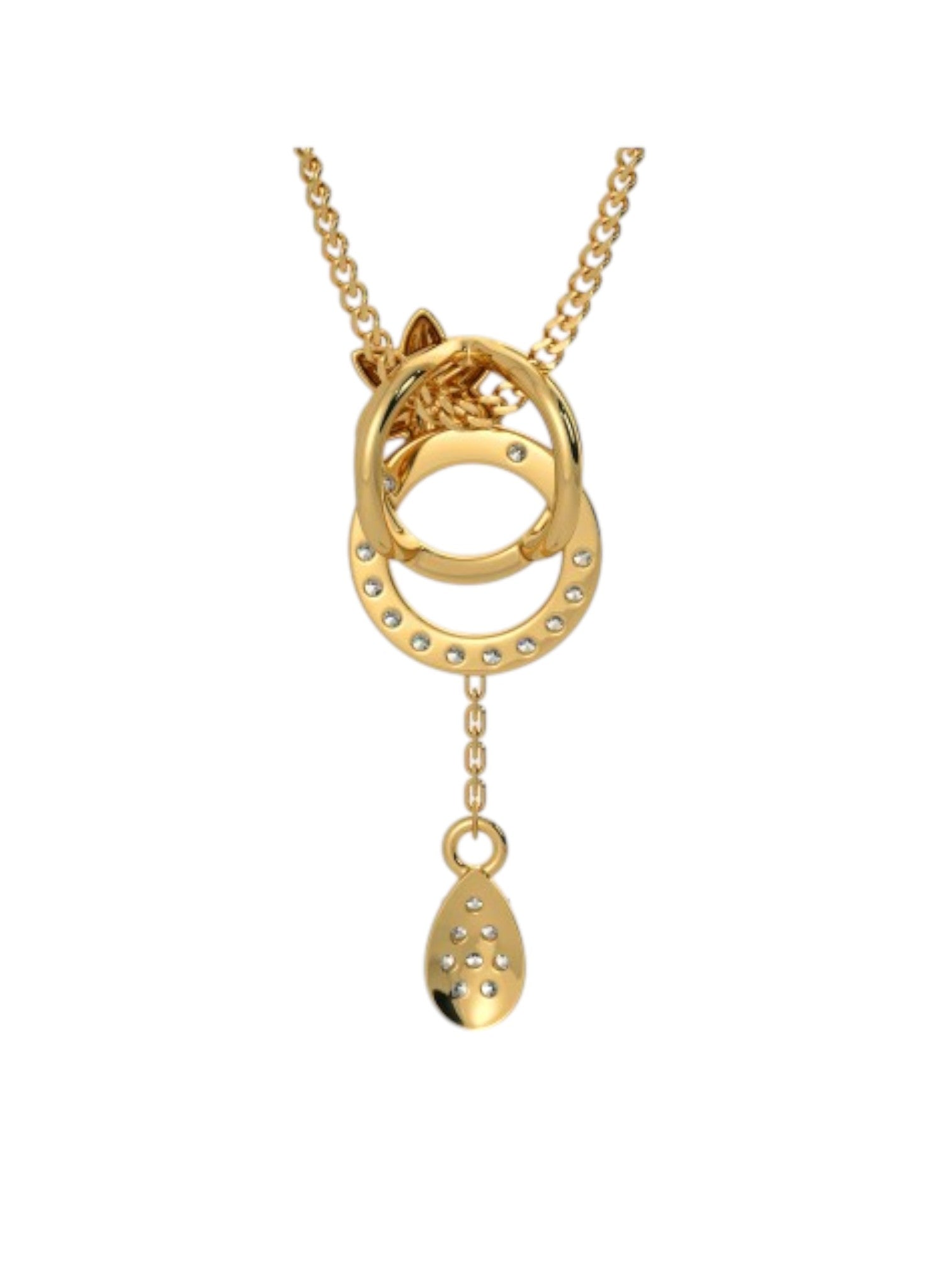 925 Sterling Silver Elegant Design CZ Stones Gold Plated Pendant With Chain For Women By Kesardeep