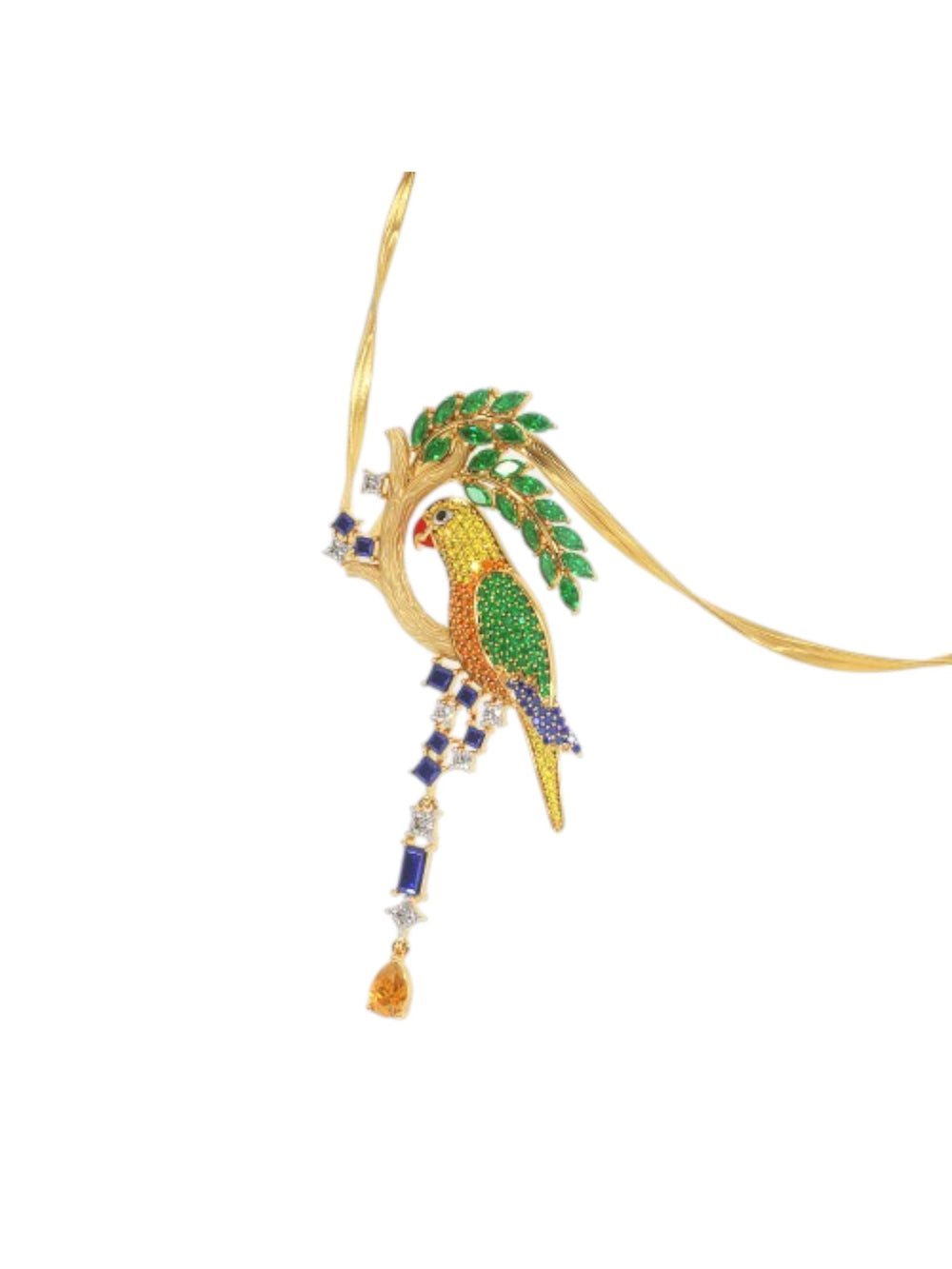 925 Sterling Silver Elegant Design CZ Stones Gold Plated Pendant With Chain For Women By Kesardeep