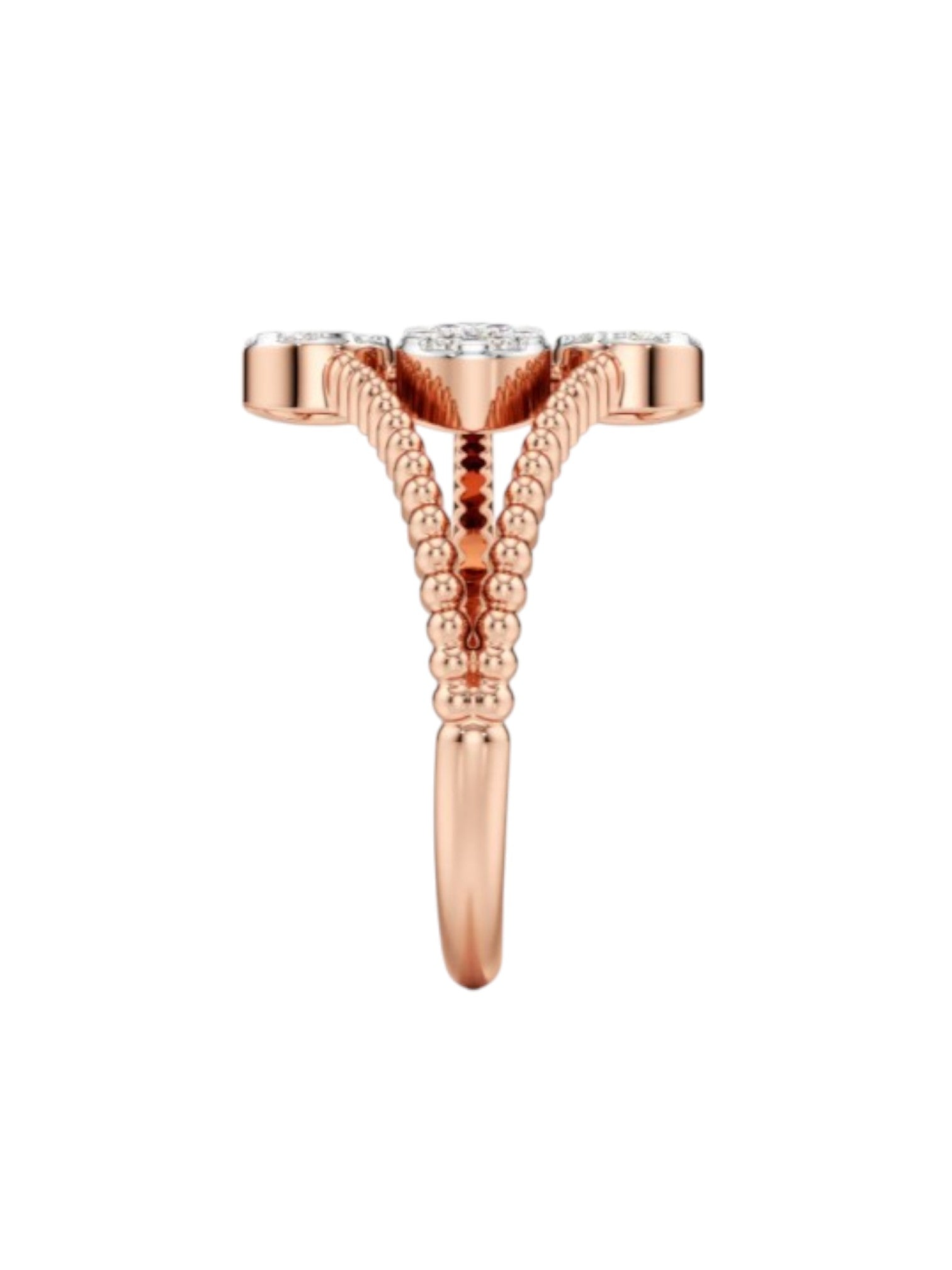 Trendy Rose Gold Plated CZ Stone Light Weight Silver Ring For Women By Kesardeep