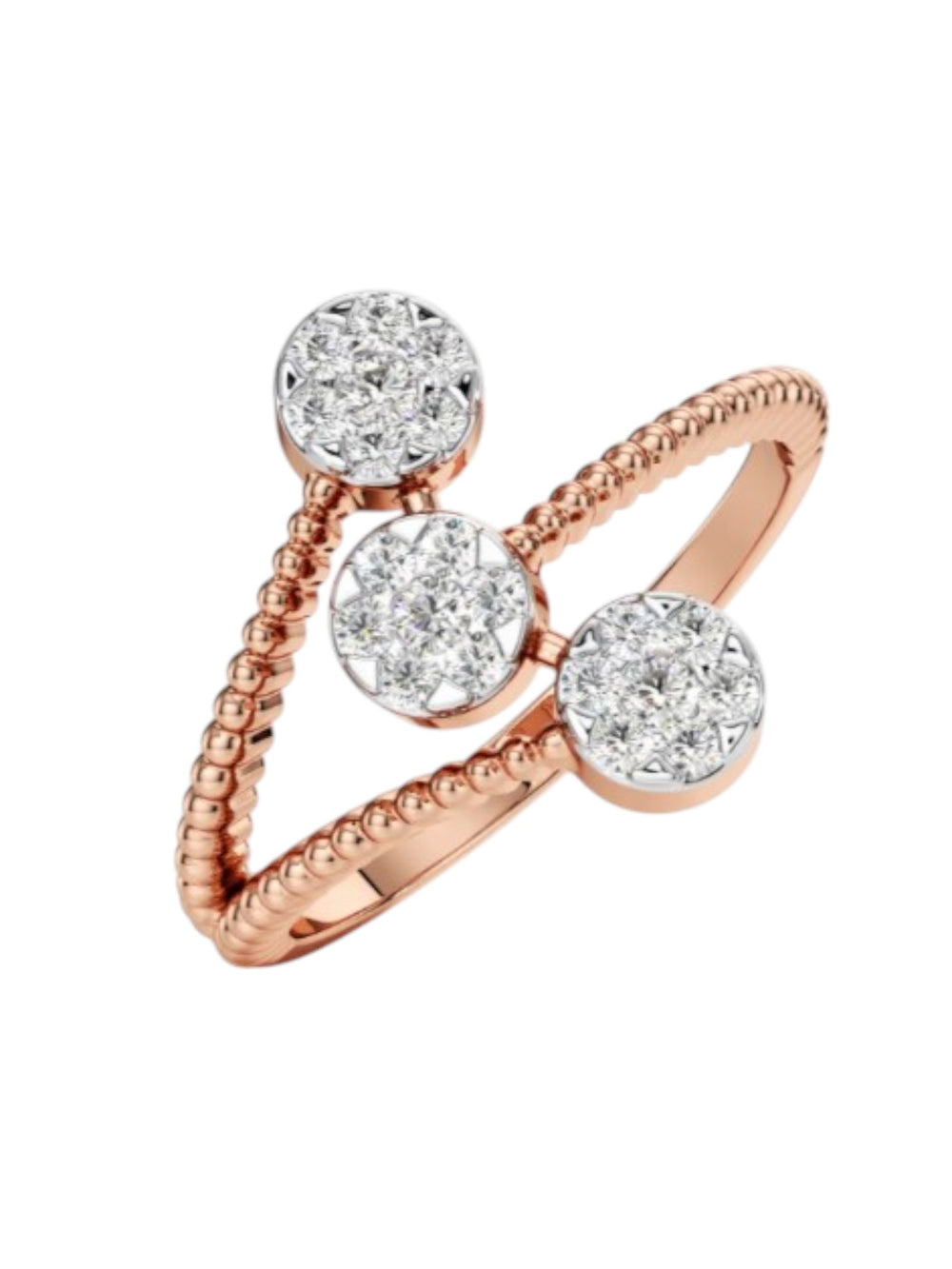 Trendy Rose Gold Plated CZ Stone Light Weight Silver Ring For Women By Kesardeep