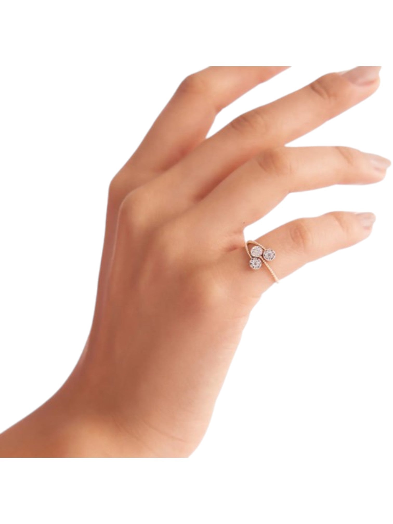 Trendy Rose Gold Plated CZ Stone Light Weight Silver Ring For Women By Kesardeep