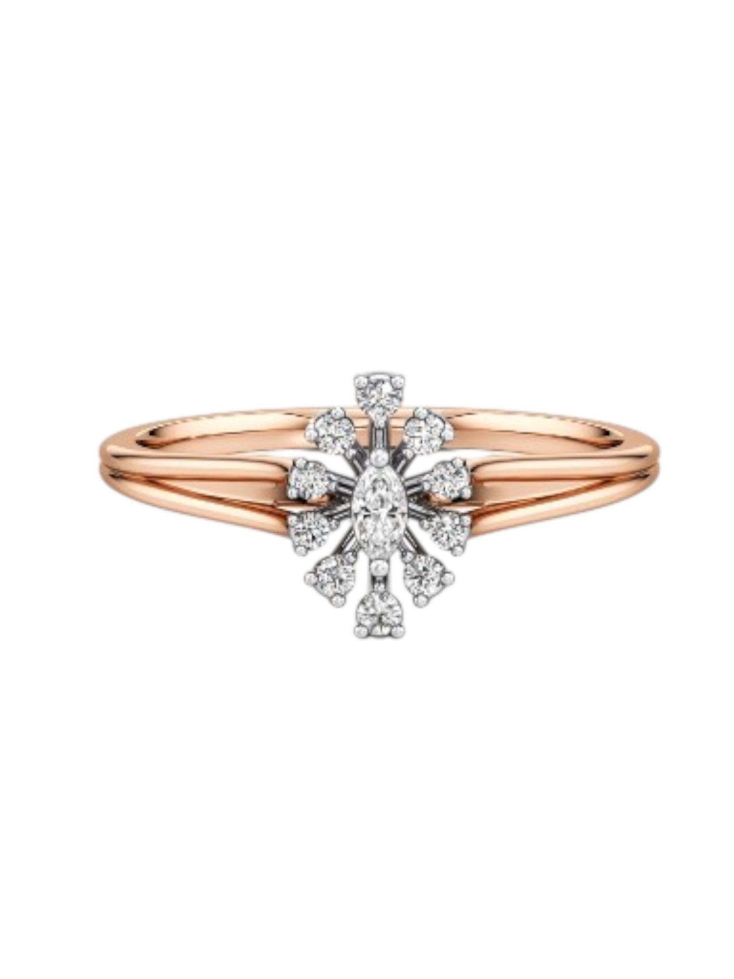 Miss Twist Statement Rose Gold Plated CZ Stone Light Weight 925 Silver Ring For Women By Kesardeep