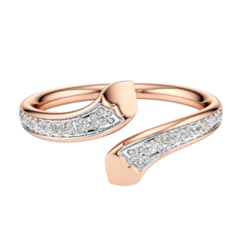 925 Sterling Silver Rose Gold Plated Light Weight CZ Stone Adjustable Heart Ring For Women By Kesardeep