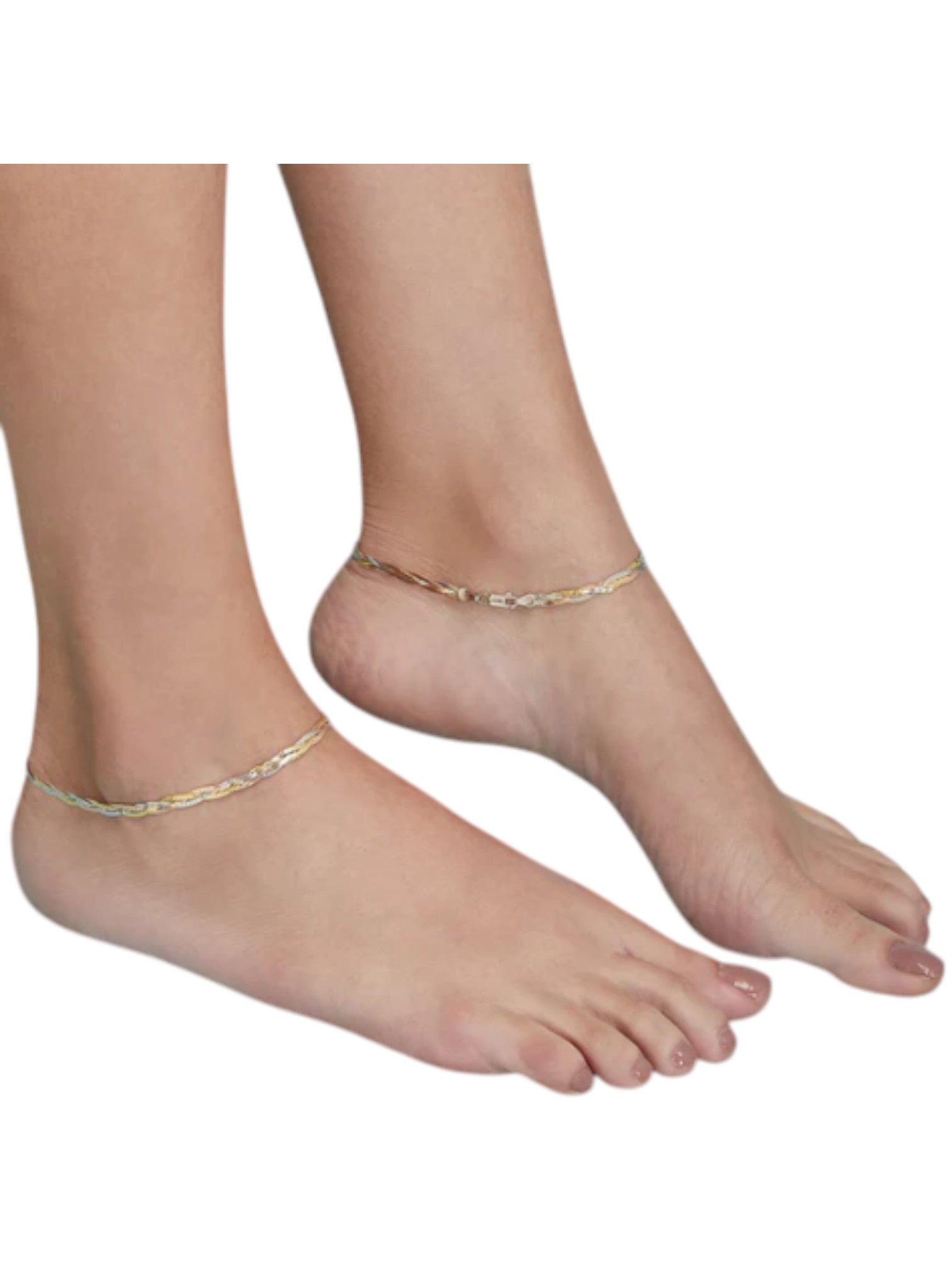 Triple Tone Braided 925 Silver Anklet By Kesardeep Impex For Women